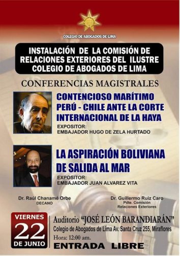 CONFERENCIA MAGISTRAL DIFERENDO MARITIMO PERU CHILE Y LA ASPIRACION BOLIVIANA DE SALIDA AL MAR